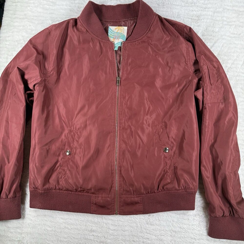 Cali 1850 Burgandy Bomber Jacket Women's Sz XL Satin Look GUC